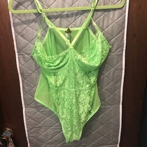 Just Sexy Lingerie Neon Greenthong Bodysuit